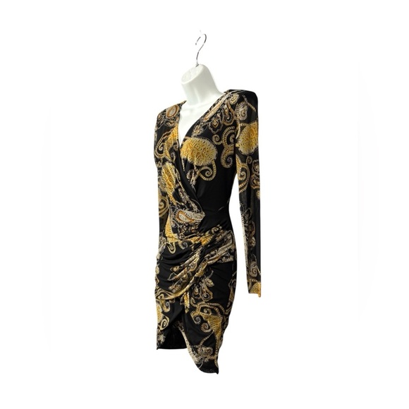 NWOT, Marciano by Guess, Black & Gold Paisley Pattern Dress, Small - Picture 5 of 11